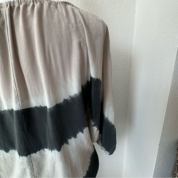 Joie 100% Silk Blouse Gray Black Pullover Bat Wing Sleeves SZ M - Picture 7 of 12